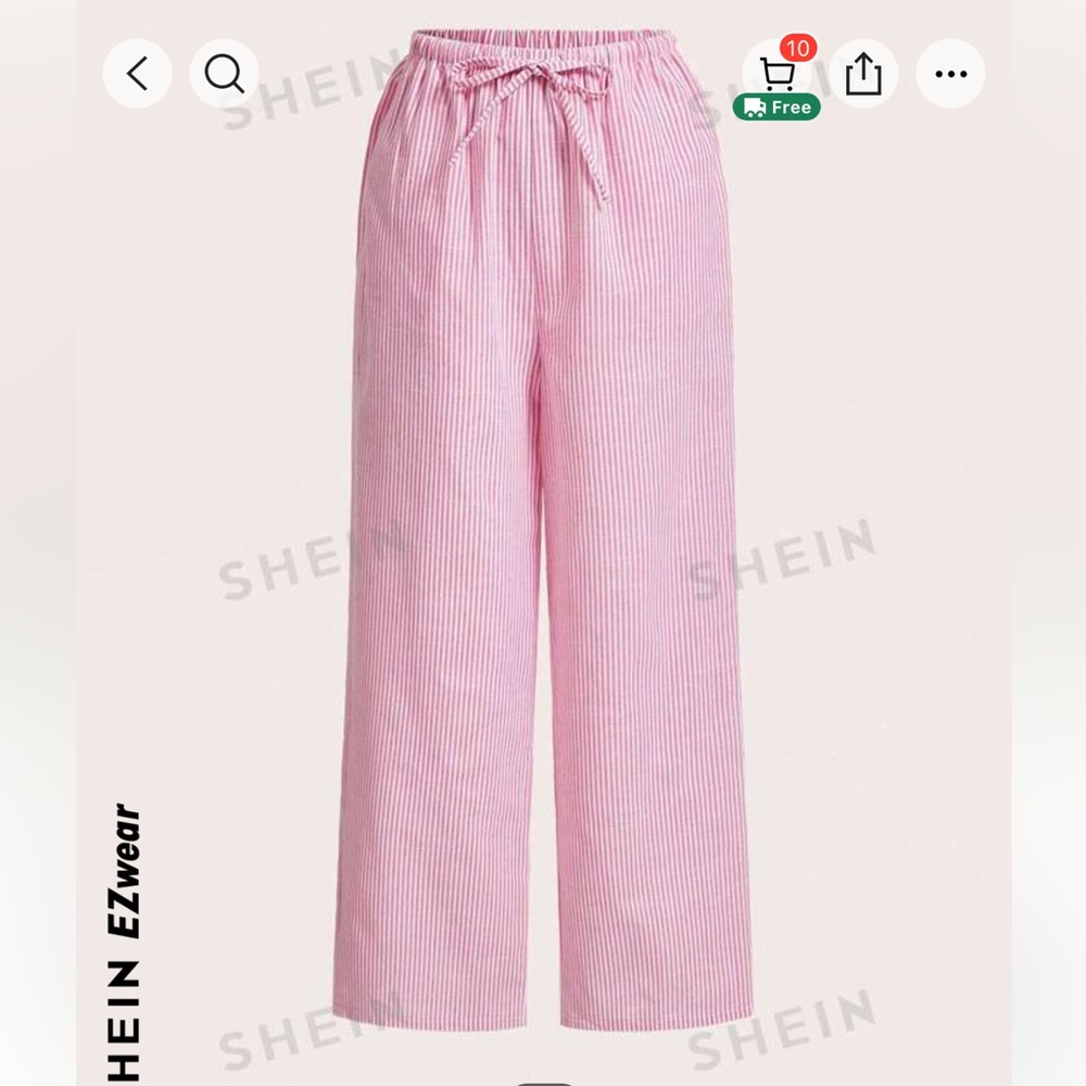 New pink Striped linen pants size Large